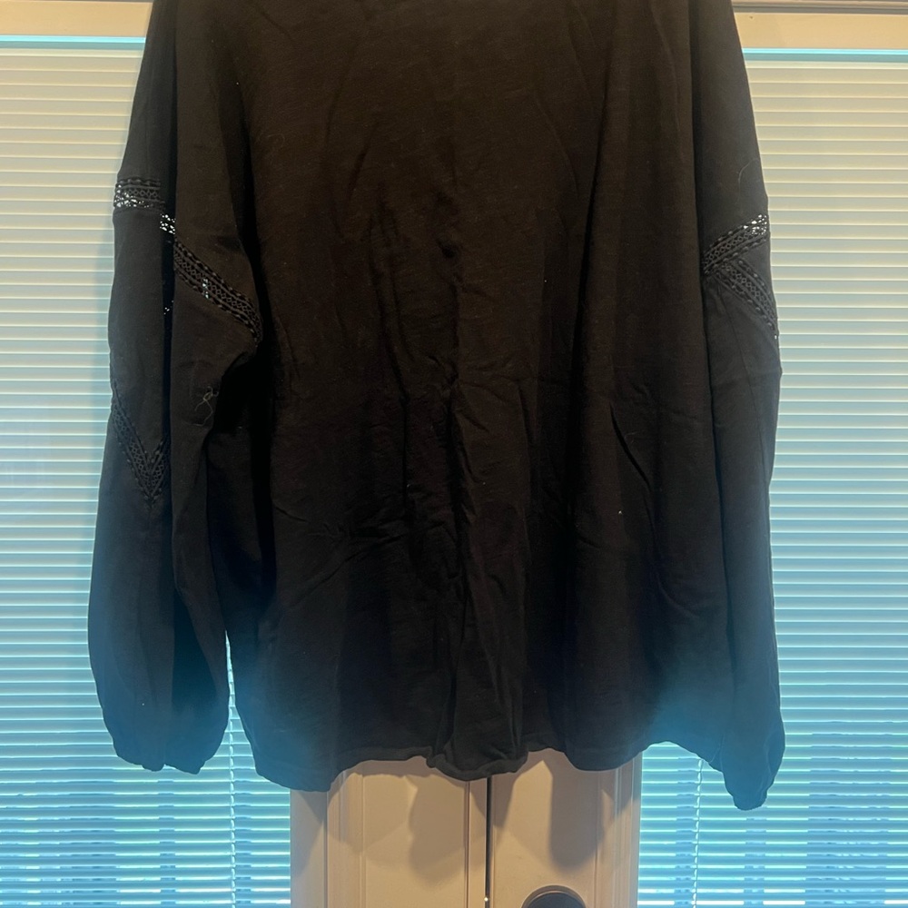 Black Long Sleeve Top with Lace Details